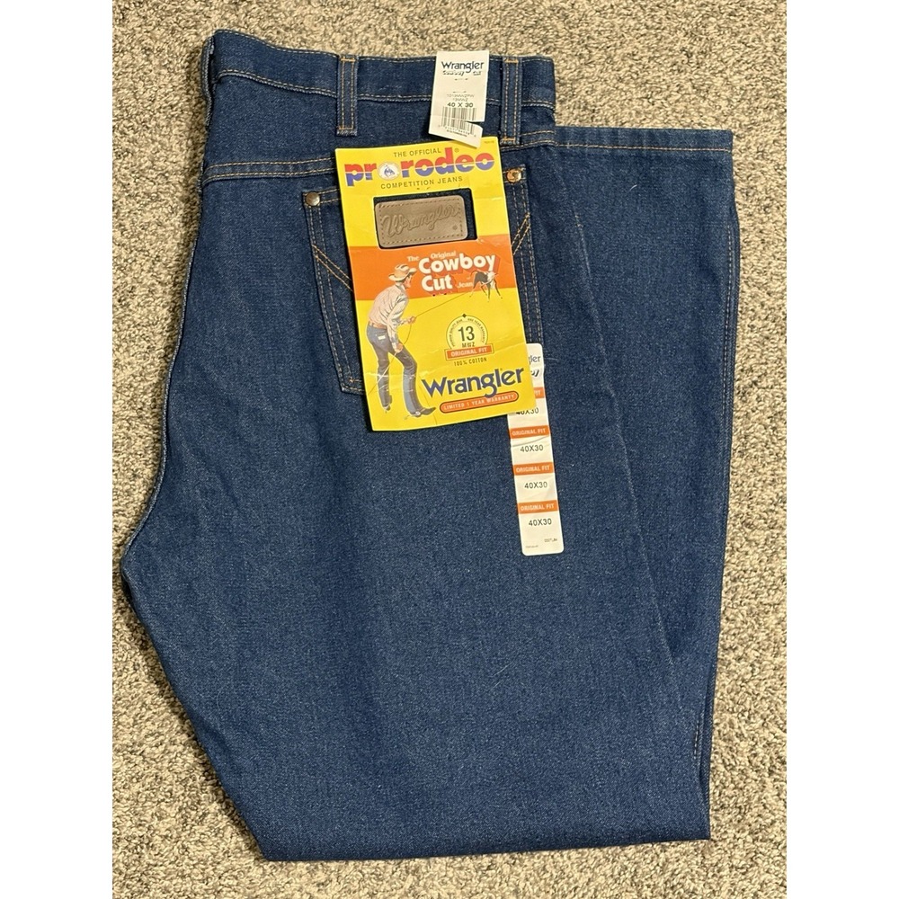 Wrangler Jeans Mens 40x30 Blue Cowboy Cut 13MWZ Original Fit Denim Pro Rodeo NWT
